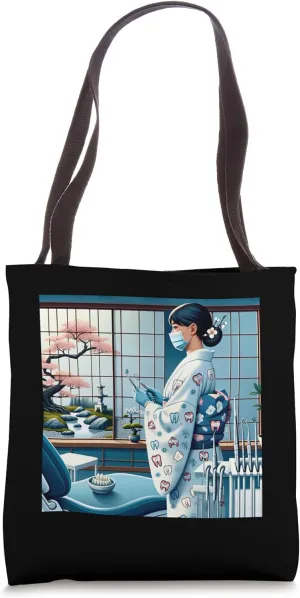 Japanese Inspired Dental Assistant Crew Mouth Surgeon Doctor Tote Bag