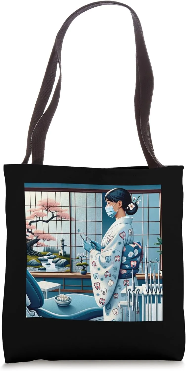 Japanese Inspired Dental Assistant Crew Mouth Surgeon Doctor Tote Bag