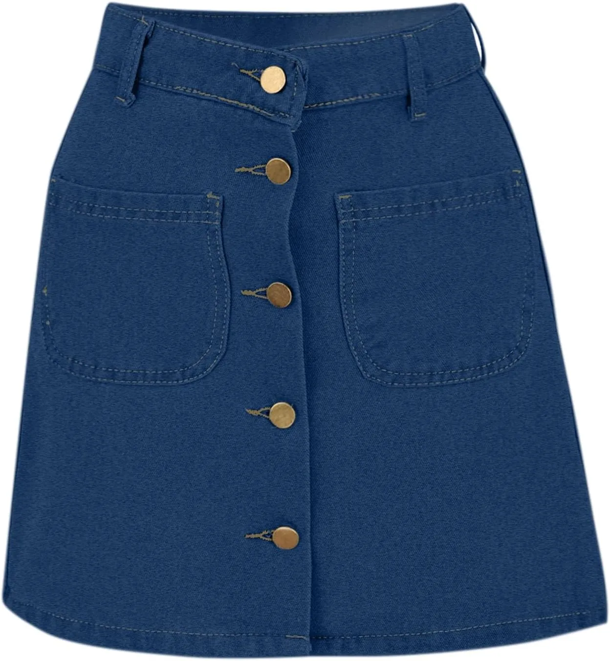 Jean Skirts for Women Denim High Waisted Trendy Stretchy Button Front Short Pencil Skirt with Patch Summer Fashion