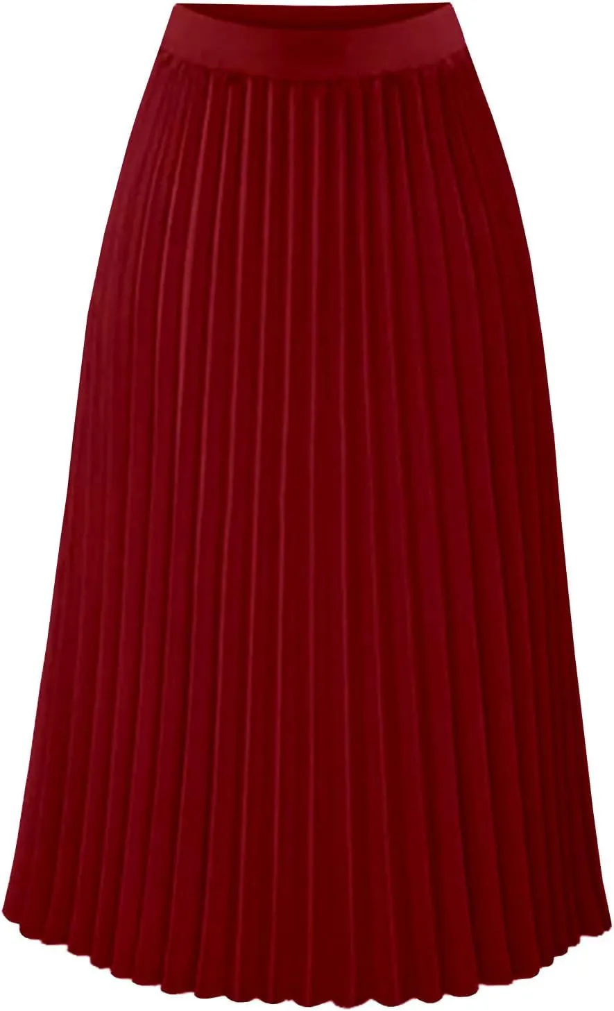 JOAU Pleated Midi Skirts for Women Summer Fashion Long Chiffon High Waisted A Line Skirt Party Evening Shirring Swing Skirts