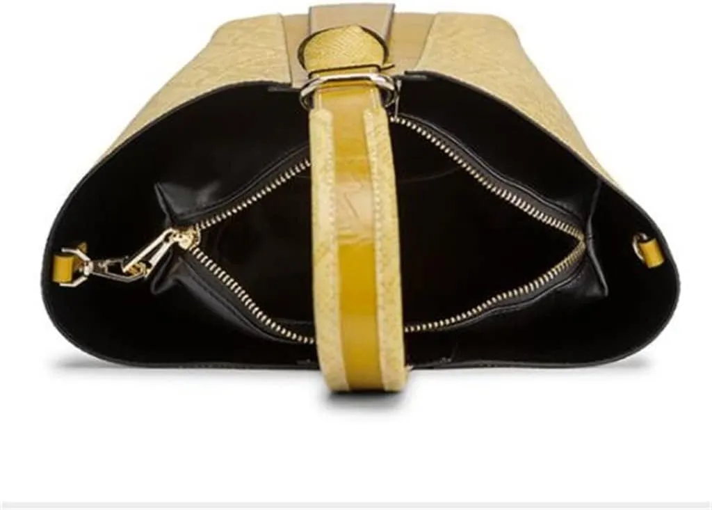 JSEIAJB Women's Leather Handbags Women's Bucket Tote Bags Shoulder Messenger Bags