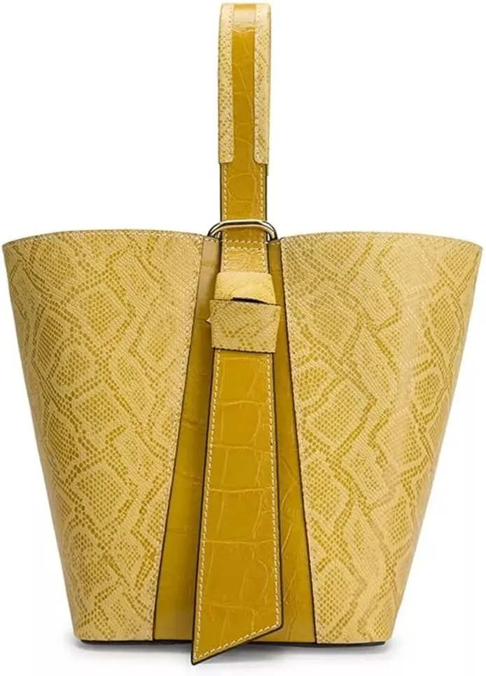 JSEIAJB Women's Leather Handbags Women's Bucket Tote Bags Shoulder Messenger Bags