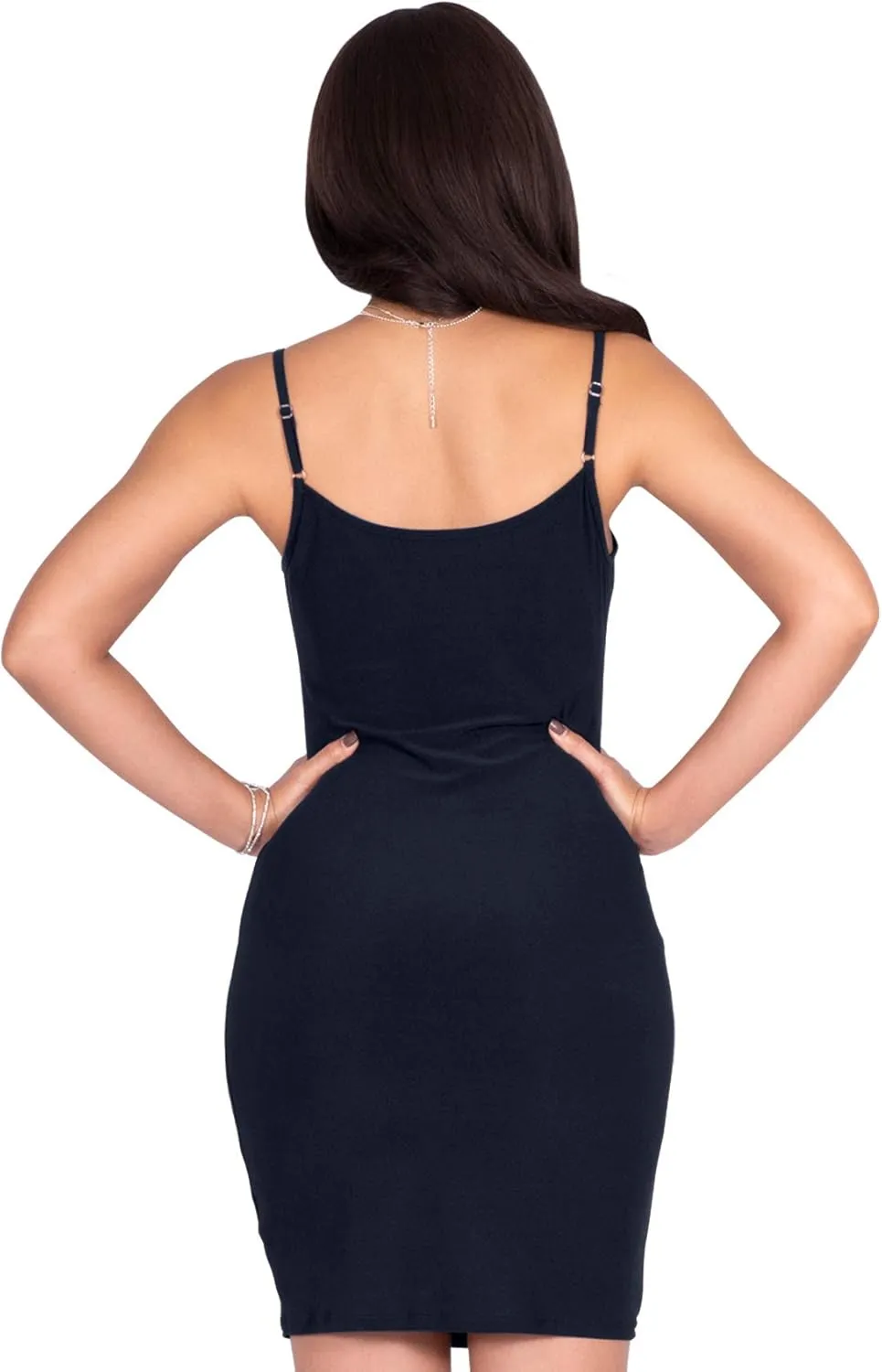 KOH KOH Womens Sexy Spaghetti Strap Sleeveless Cami Camisole Midi Slip Dress
