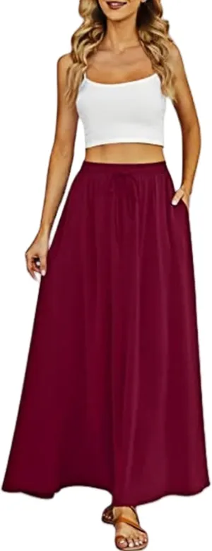 Long Skirts for Women Elegant Floral Pattern High Waist Boho Skirt A Line Midi Summer Beach Vacation Skirt