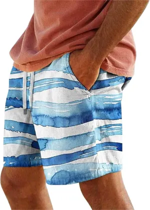 Long Swim Men Cool Quirky Digital Print Drawstring Tie Elastic Waist Casual Fashion Beach Shorts Ten Mens Shorts