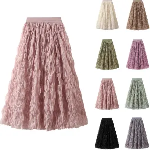 Long Tulle Skirt High Waist Loose A Line for Women Boho Summer Flare/Irregular Flowy Elegant for Parties Everyday Wear