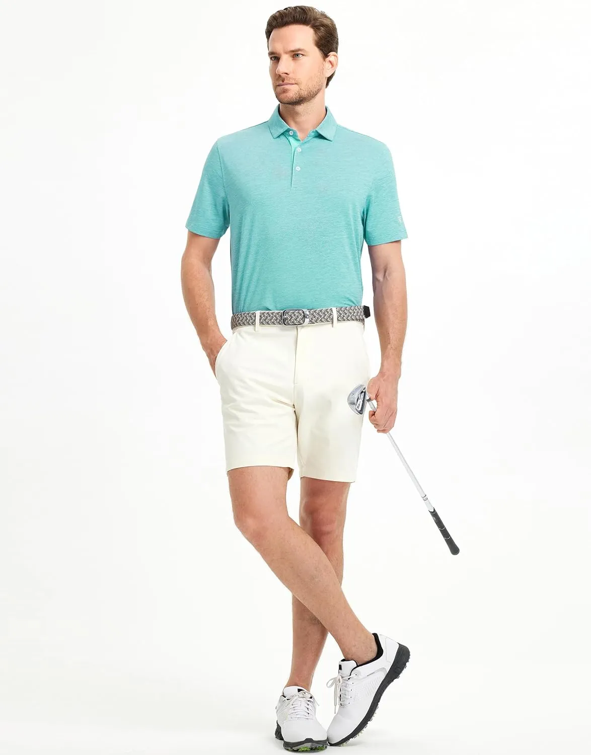 M MAELREG Golf Shirts for Men Dry Fit Short Sleeve Performance Moisture Wicking Heather Jacquard Active Mens Polo Shirts