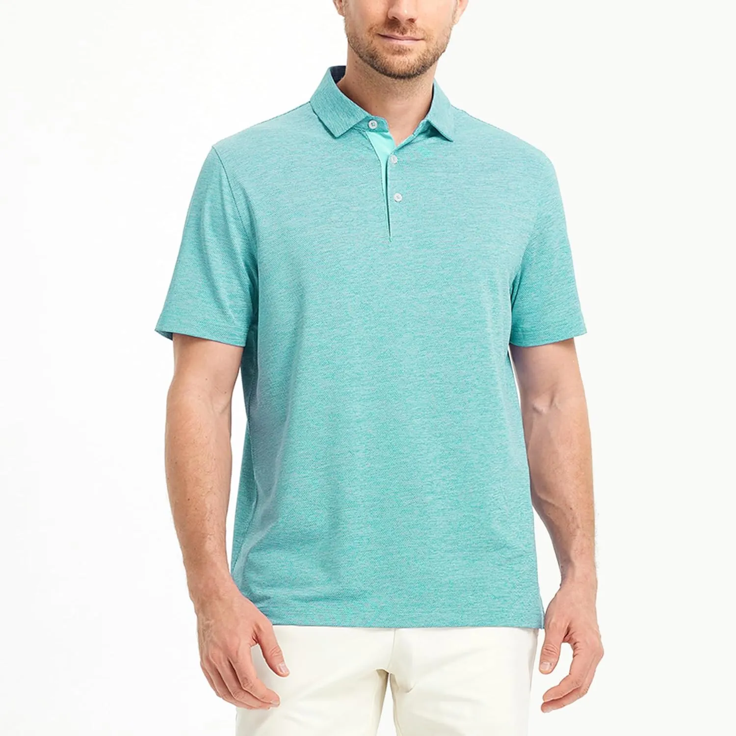M MAELREG Golf Shirts for Men Dry Fit Short Sleeve Performance Moisture Wicking Heather Jacquard Active Mens Polo Shirts