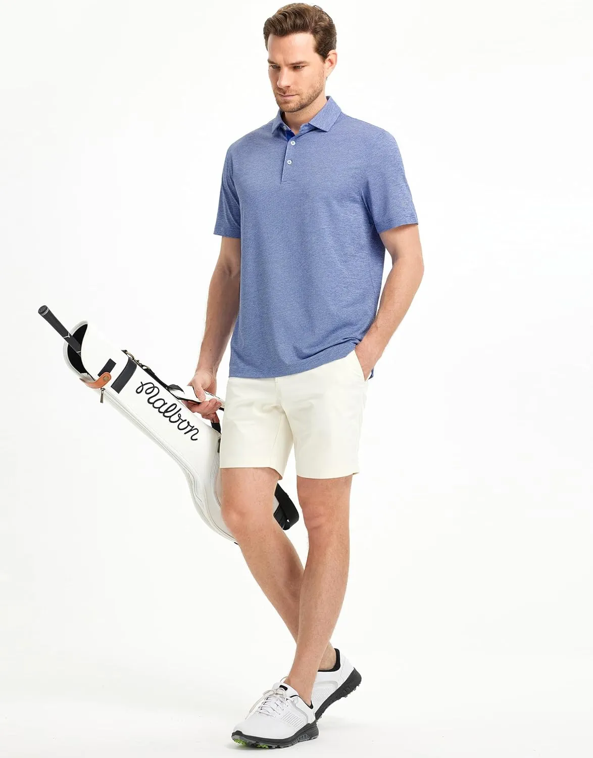 M MAELREG Golf Shirts for Men Dry Fit Short Sleeve Performance Moisture Wicking Heather Jacquard Active Mens Polo Shirts