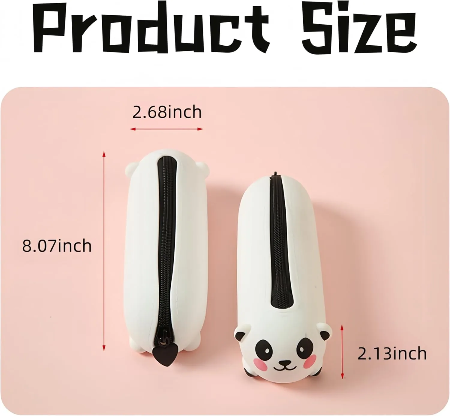 Macaroon Color Silicone Cute Bear/Tiger/Panda/Pig Shaped Cosmetic Bag Large Capacity Travel Stationery Storage Bag Suitable for Teenagers (Pink)