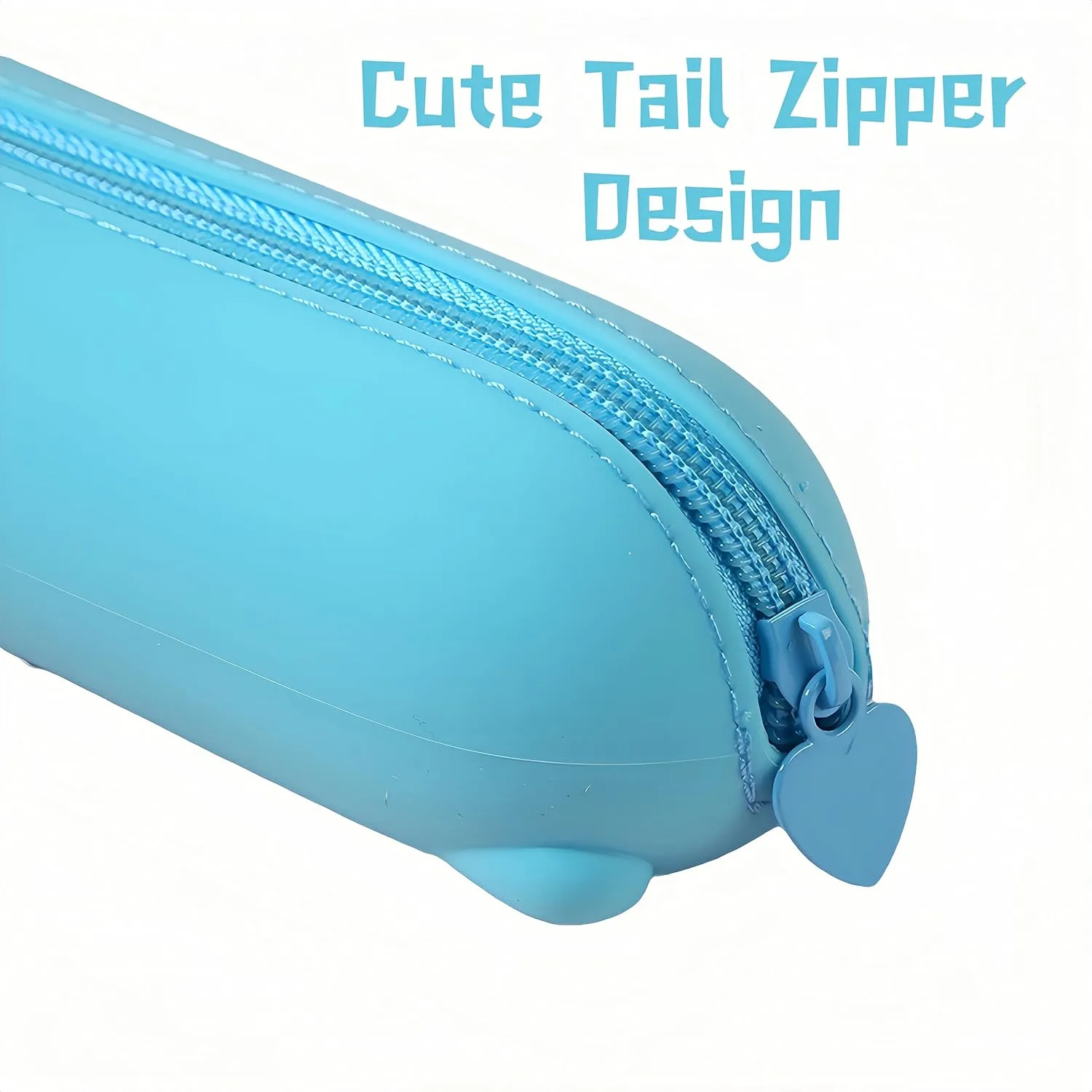 Macaroon Color Silicone Cute Bear/Tiger/Panda/Pig Shaped Cosmetic Bag Large Capacity Travel Stationery Storage Bag Suitable for Teenagers (White)