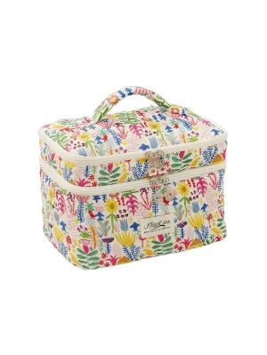 Makeup Bag, Quilted Makeup Bag, Large Floral Cosmetic Bag for Women, Double Layer Coquette Aesthetic Floral Toiletry Organizer Cosmetic Bag, Cotton Floral Travel Toiletry Bag. (Multicolor)