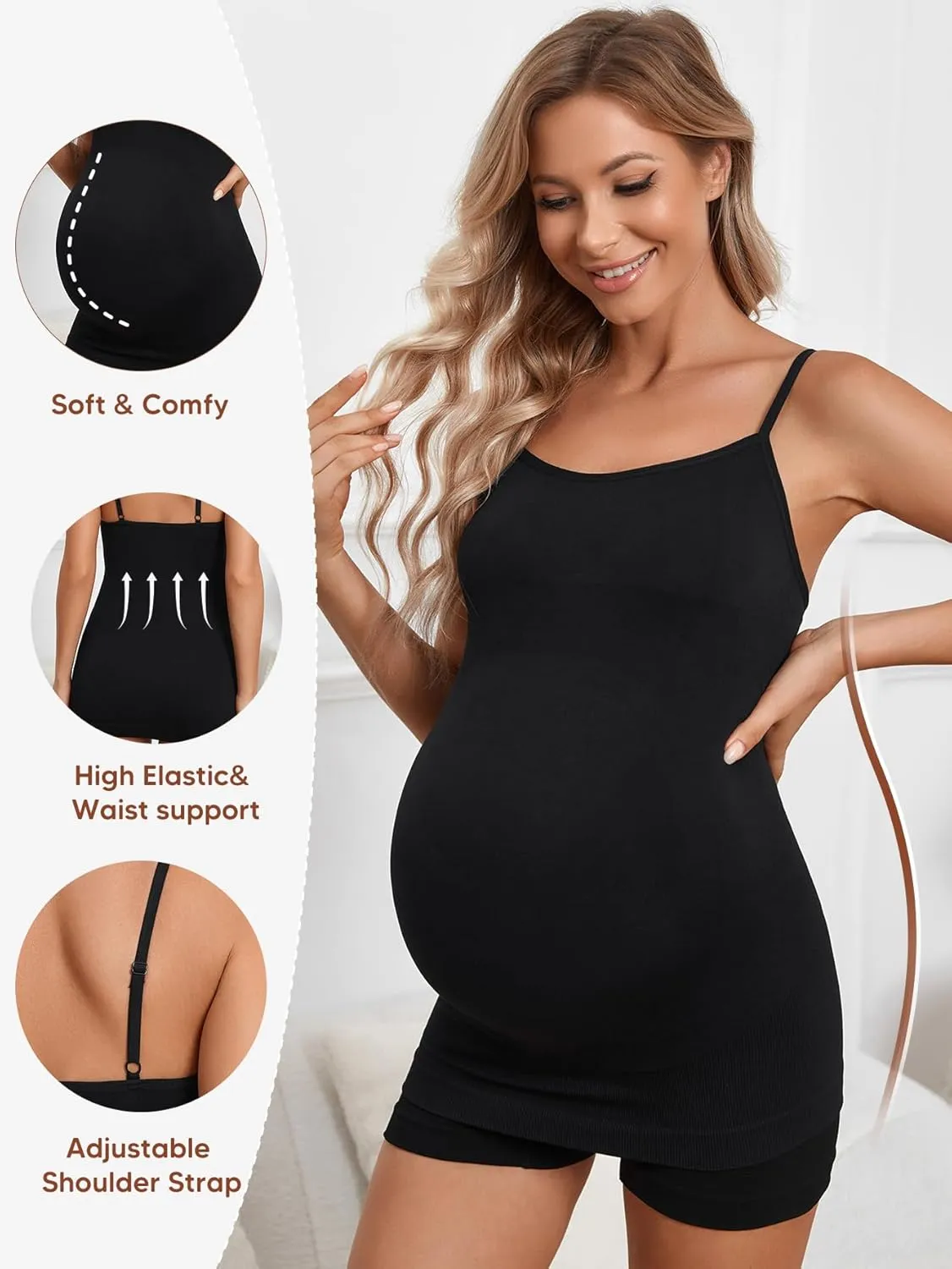 Maternity Tank Top for Women Ruched Pregnancy Nursing Tops with Adjustable Straps Athletic Yoga Shirts Camisole