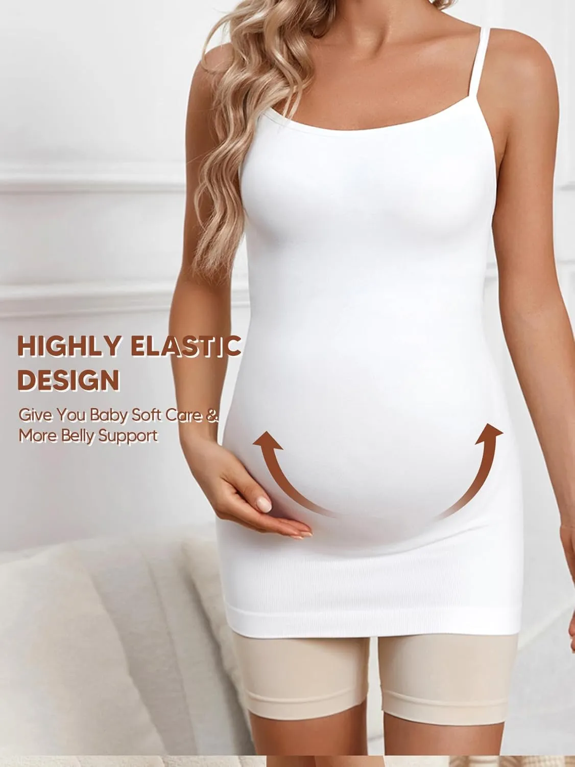 Maternity Tank Top for Women Ruched Pregnancy Nursing Tops with Adjustable Straps Athletic Yoga Shirts Camisole
