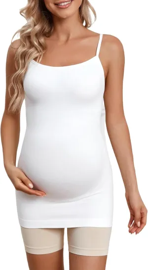 Maternity Tank Top for Women Ruched Pregnancy Nursing Tops with Adjustable Straps Athletic Yoga Shirts Camisole
