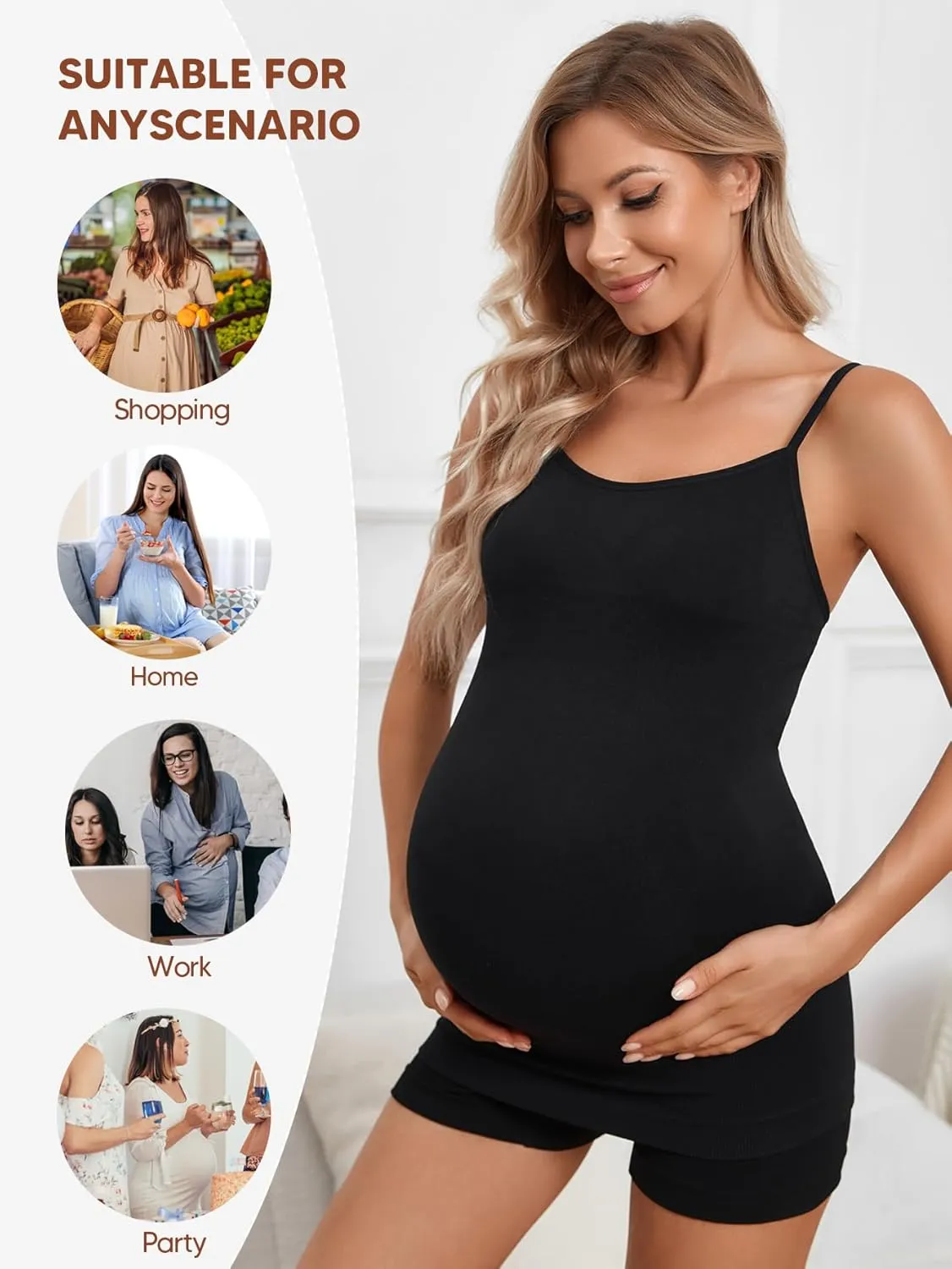 Maternity Tank Top for Women Ruched Pregnancy Nursing Tops with Adjustable Straps Athletic Yoga Shirts Camisole