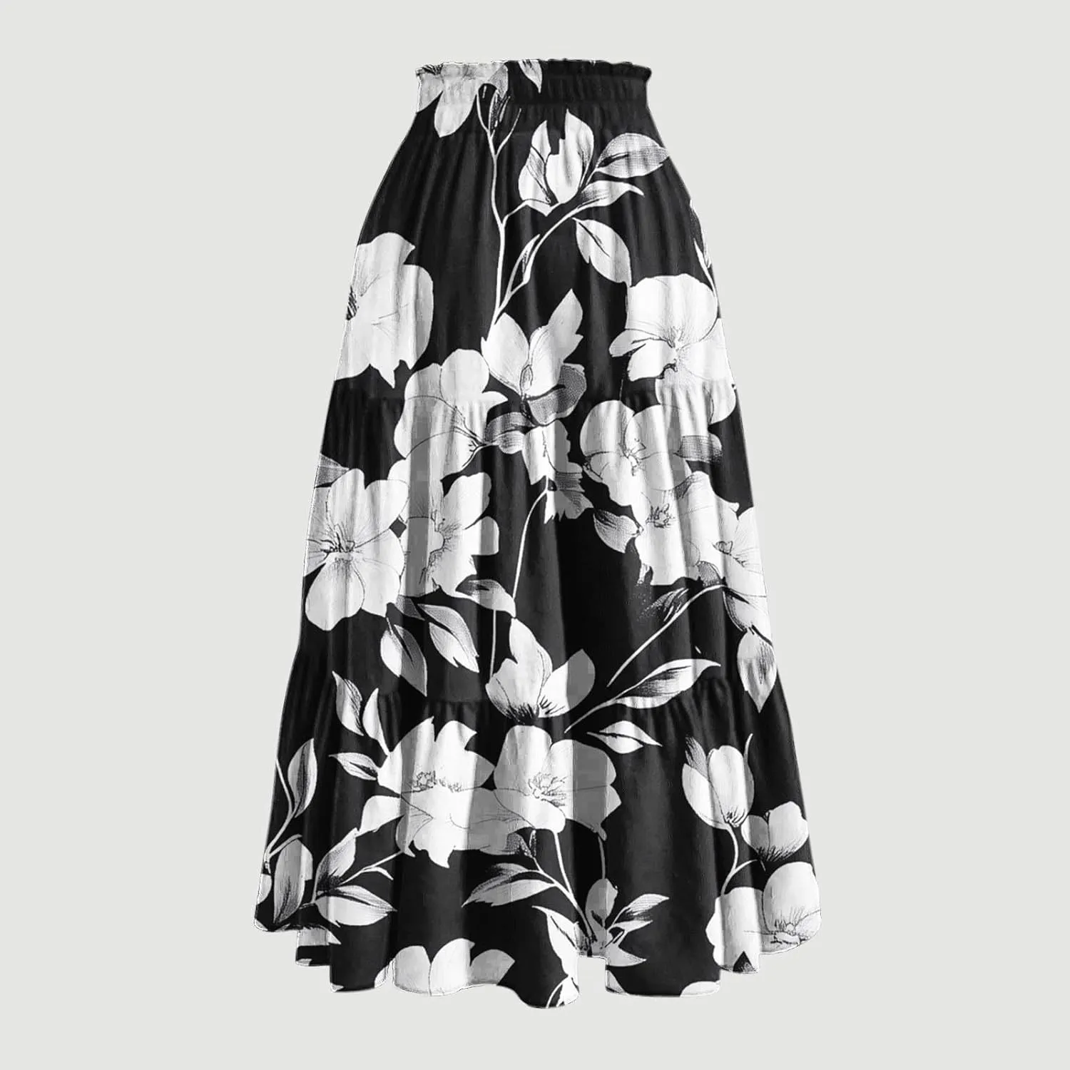 Maxi Skirts for Women Long Tiered A-Line Skirt 2025 Fashion Drawstring High Waist Ankle Length Summer Beach Clothes