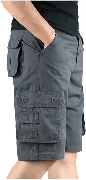 Men Shorts Casual with Multi-Pocket and Fashion Summer Leisure Pants Overalls Men's Pants Black Cargo Shorts Men