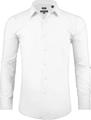 Men's Dress Shirt Regular Fit Long Sleeve Wrinkle-Resistant Business Formal Solid Button Down Shirts with Pocket