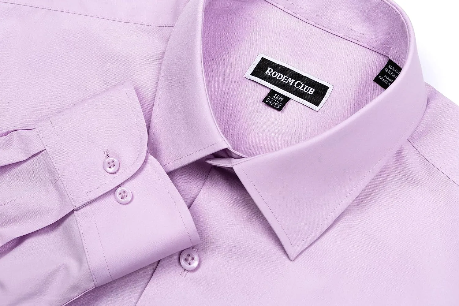 Men's Dress Shirt Regular Fit Long Sleeve Wrinkle-Resistant Business Formal Solid Button Down Shirts with Pocket