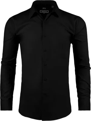 Men's Dress Shirt Slim Fit Long Sleeve Full Stretch Wrinkle-Resistant Business Casual Solid Button Down Shirts