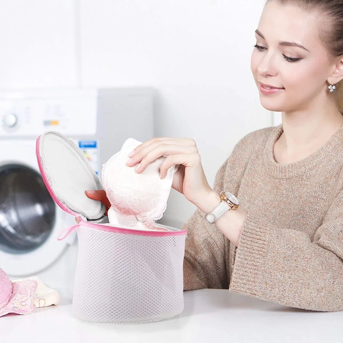 Mesh Laundry Bags, 3PCS Bra Laundry Bags with Zips, Bra Wash Bags Mesh Wash Bags, Reuse Washing Machine Bag for Delicates Blouse, Hosiery, Underwear, Bra, Lingerie Baby Clothes