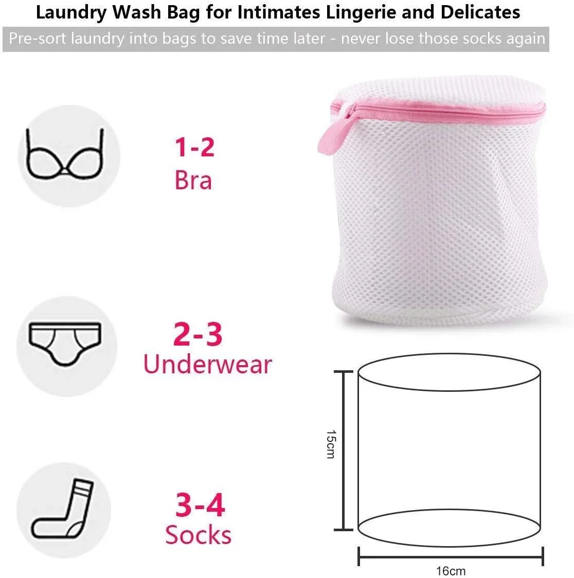 Mesh Laundry Bags, 3PCS Bra Laundry Bags with Zips, Bra Wash Bags Mesh Wash Bags, Reuse Washing Machine Bag for Delicates Blouse, Hosiery, Underwear, Bra, Lingerie Baby Clothes