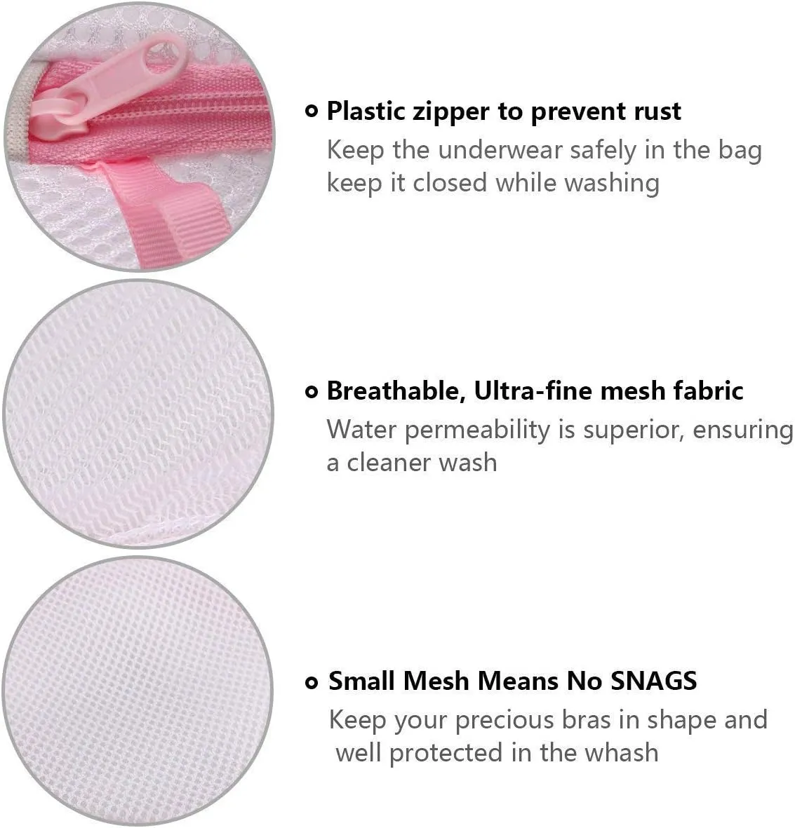 Mesh Laundry Bags, 3PCS Bra Laundry Bags with Zips, Bra Wash Bags Mesh Wash Bags, Reuse Washing Machine Bag for Delicates Blouse, Hosiery, Underwear, Bra, Lingerie Baby Clothes