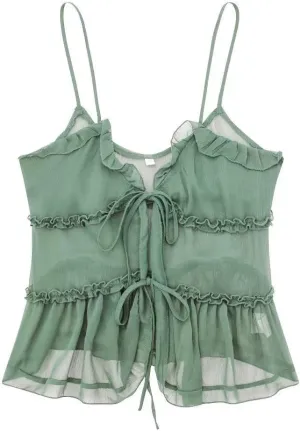 MOLERFO Womens Camisole Tops Tees Tank Elegant Ladies Cami Tops Y2k Halter Neck Sexy Crop Top Vest (Green,XS)
