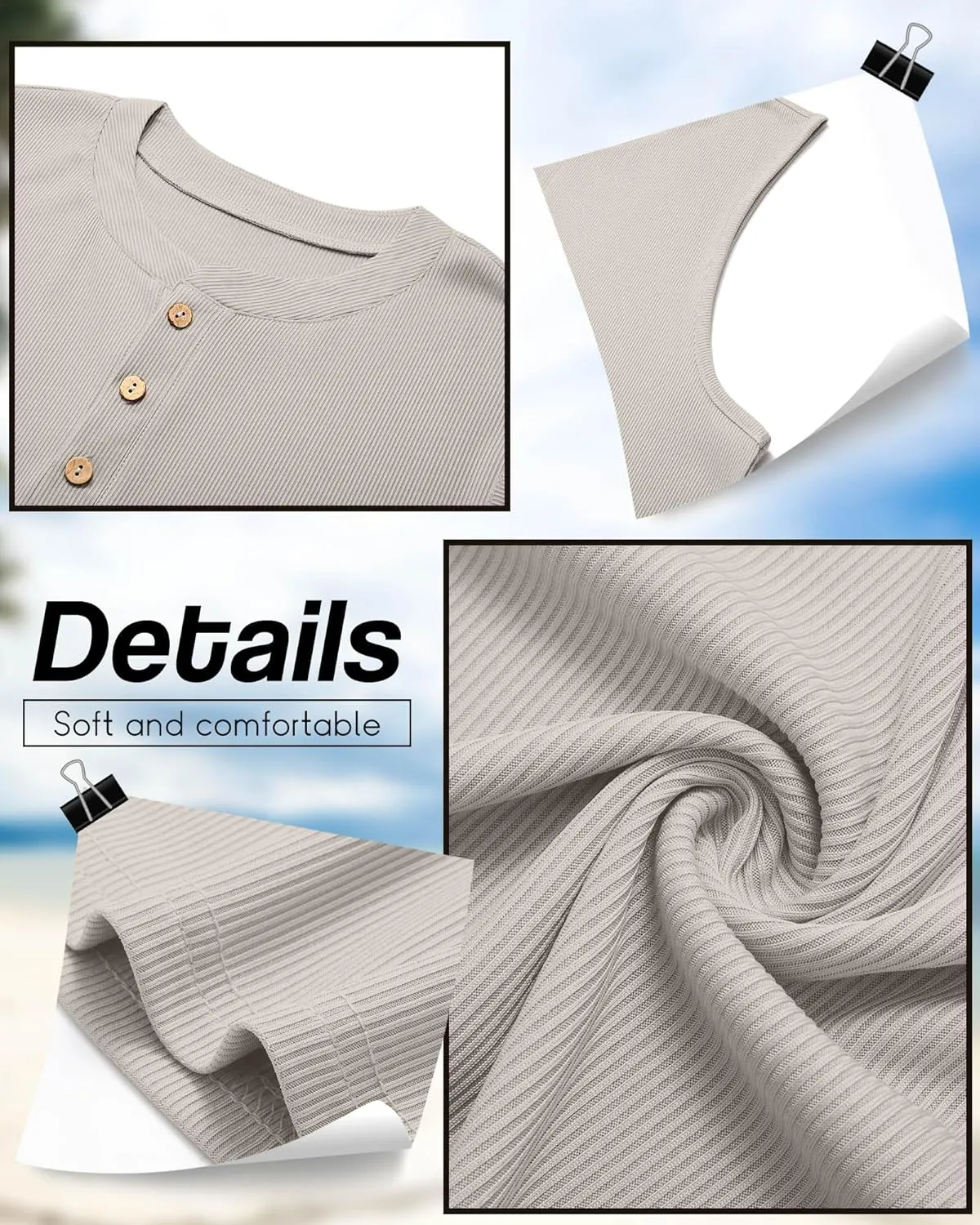 Neer 3 Pack Ribbed Tank Tops for Men Summer Sleeveless Henley Shirts Crewneck Tees Muscle Slim Fit Tank Top