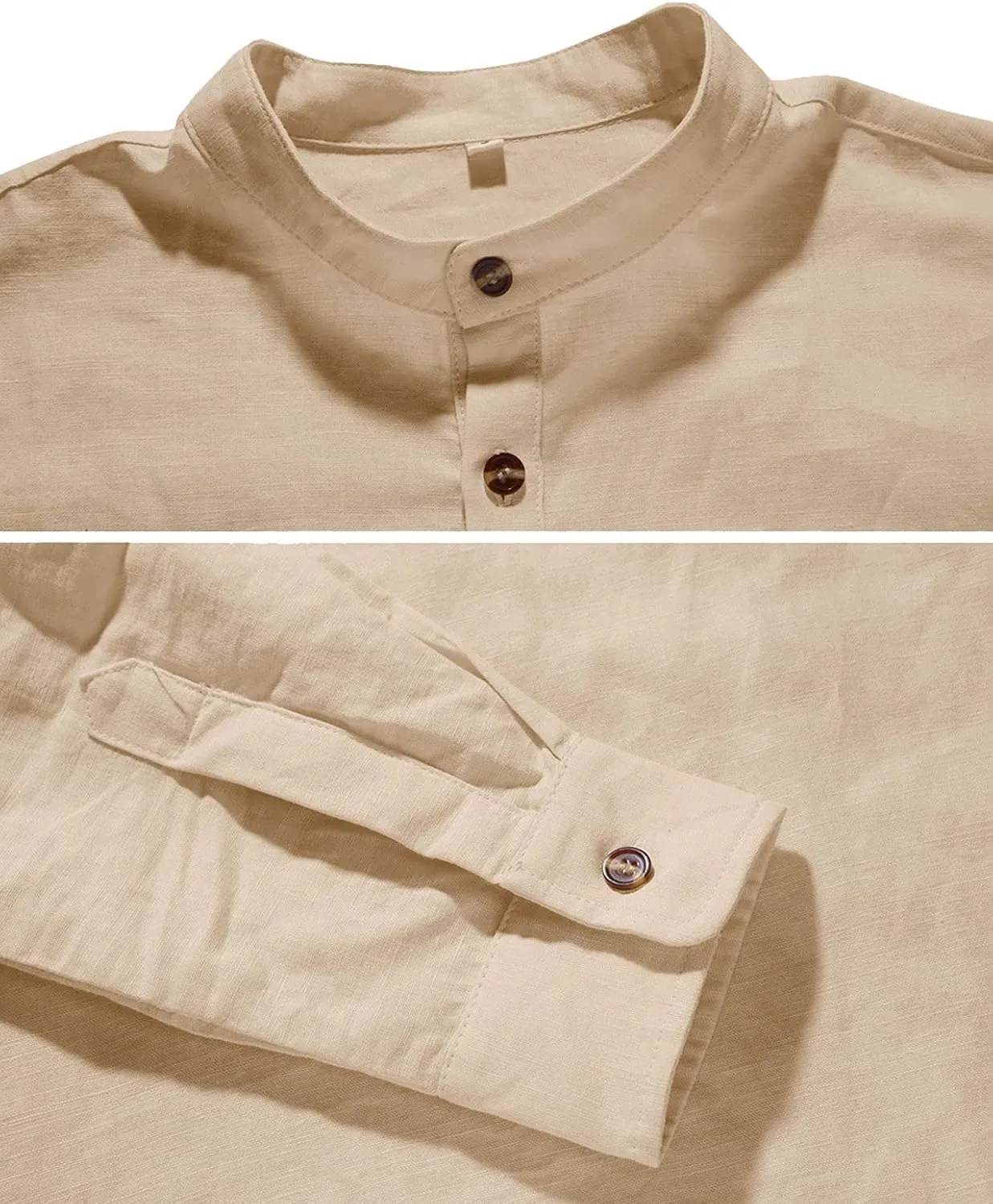 NITAGUT Men Henley Neck Long Sleeve Daily Look Linen Shirts