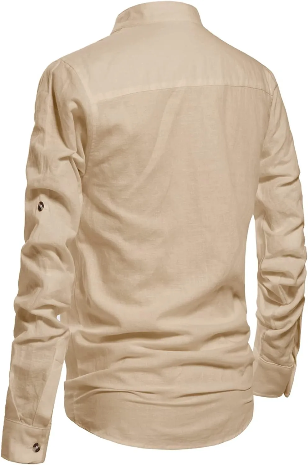 NITAGUT Men Henley Neck Long Sleeve Daily Look Linen Shirts
