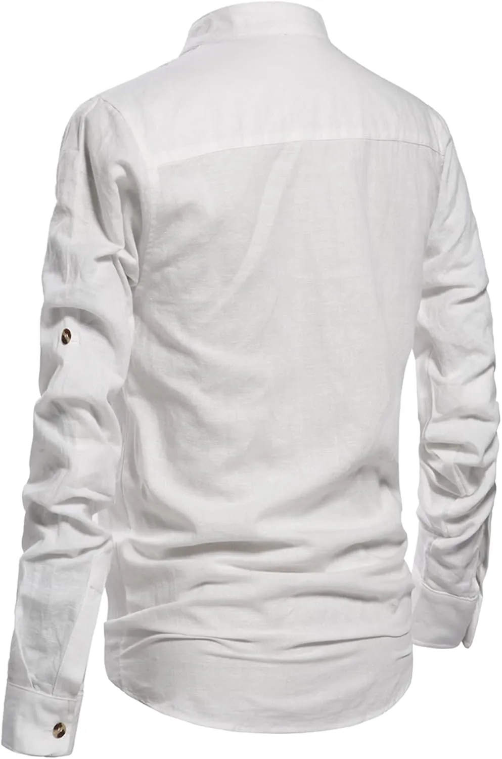 NITAGUT Men Henley Neck Long Sleeve Daily Look Linen Shirts