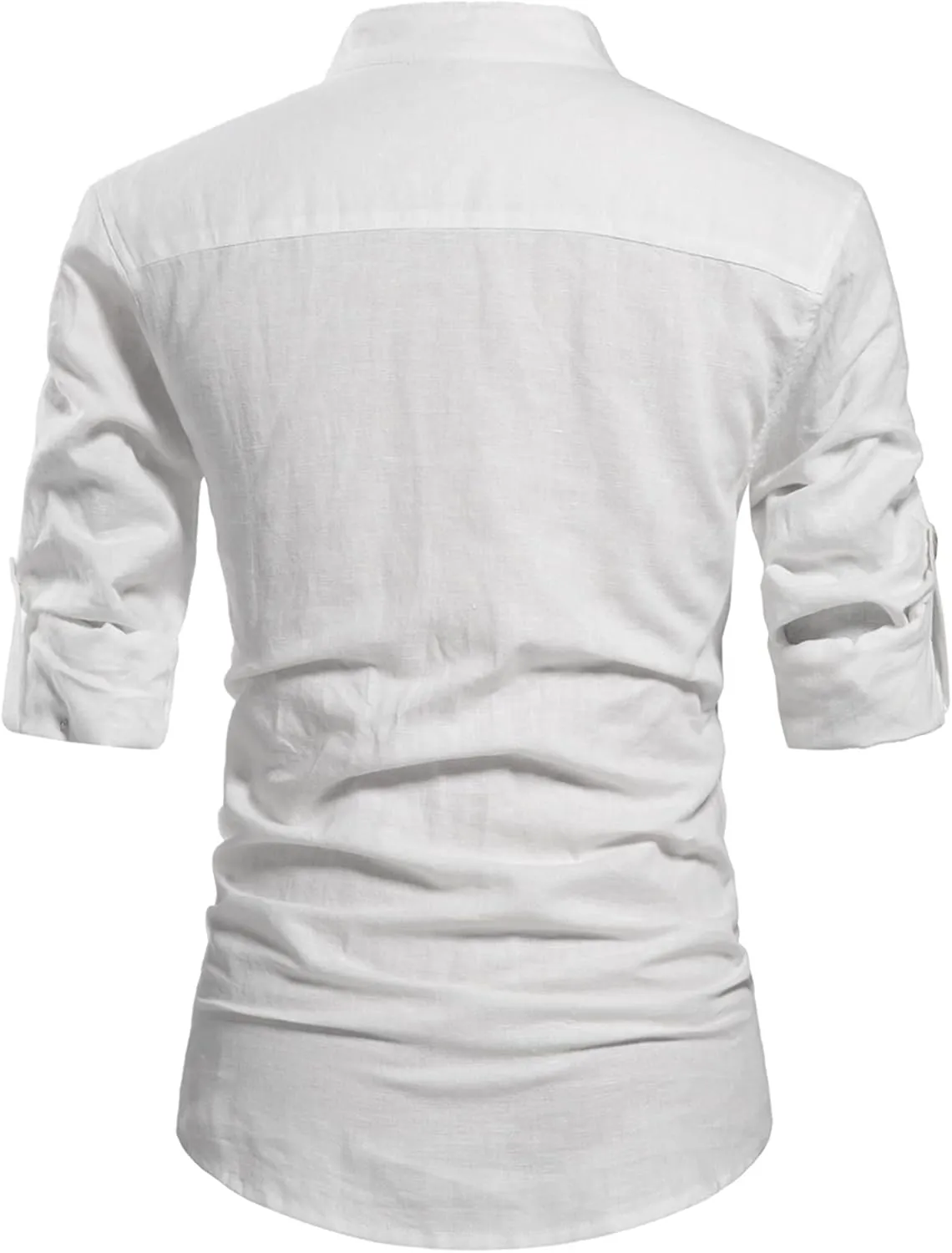 NITAGUT Men Henley Neck Long Sleeve Daily Look Linen Shirts