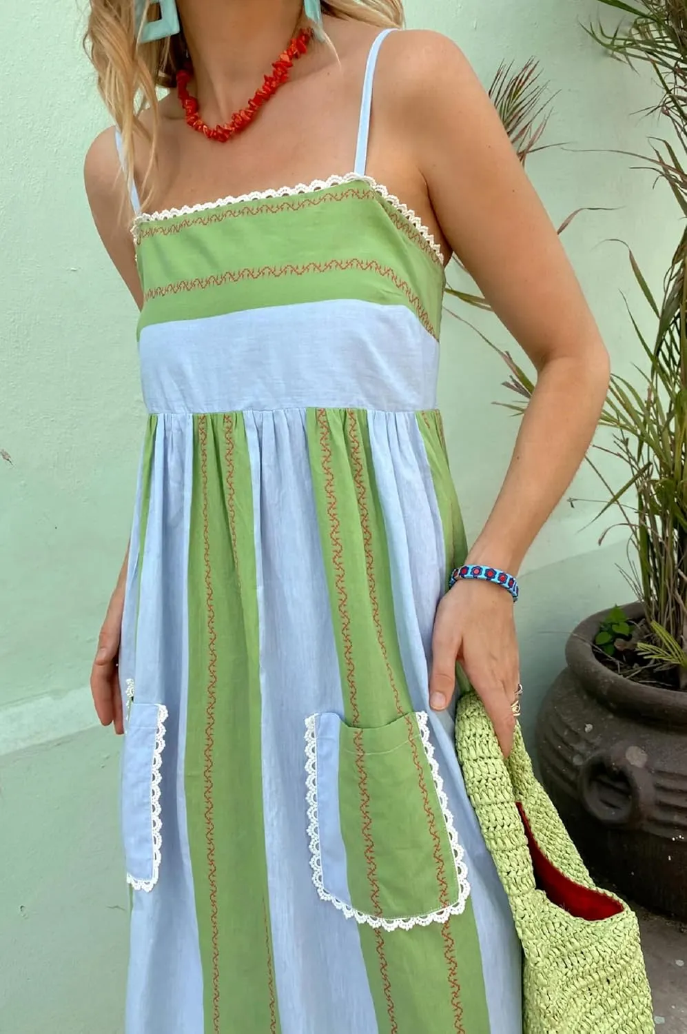 NUFIWI Women Boho Spaghetti Strap Graffiti Cami Long Dress Cute Flowy Swing Maxi Dress Colorful A Line Sundress