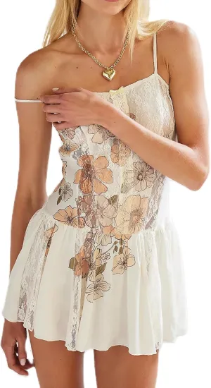 NUFIWI Women Spaghetti Strap Flowy Swing Short Dress Sleeveless Pleated Tiered A Line Mini Dresses Y2K Graduation Sundress