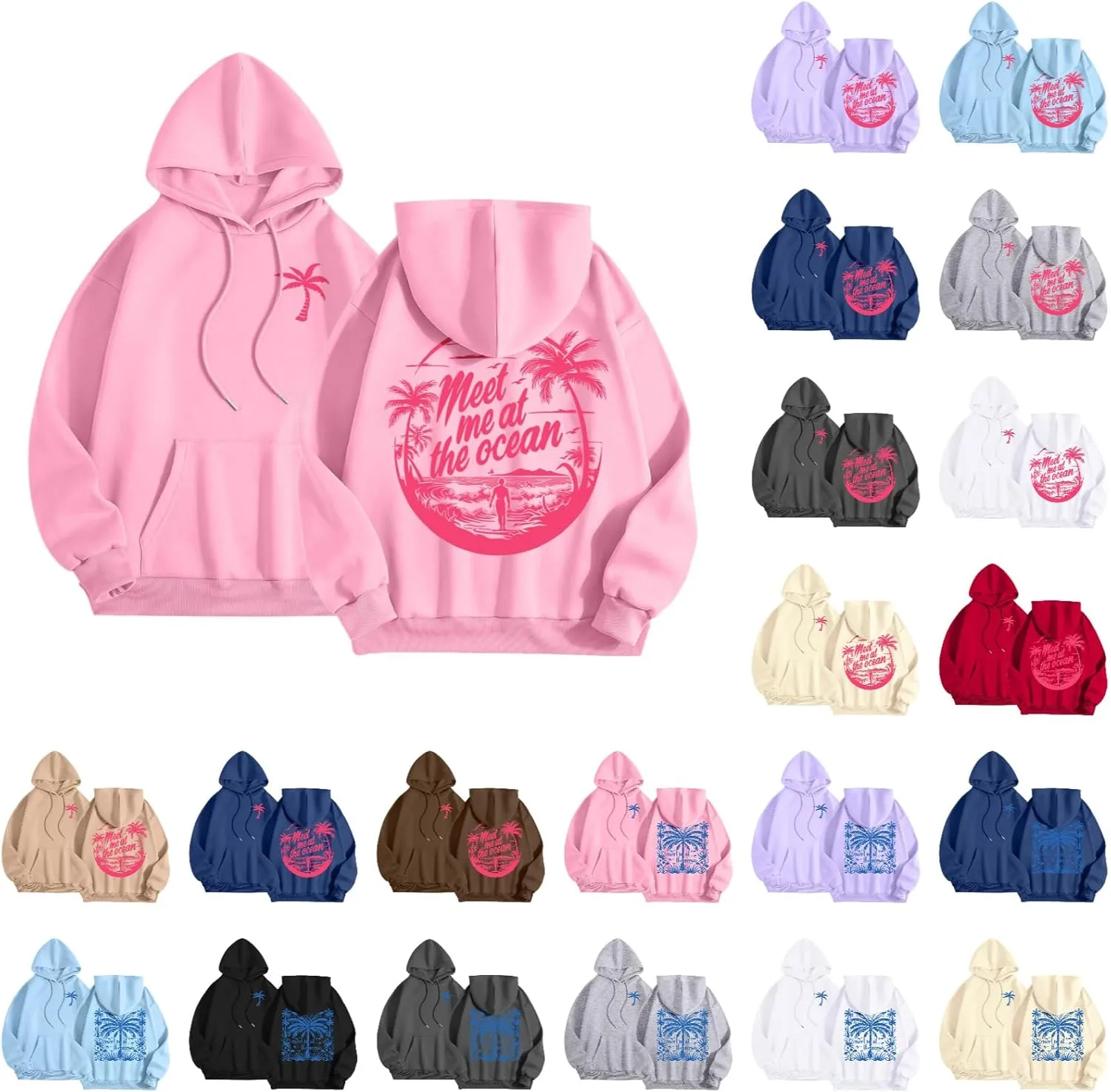 Oversized Hoodies for Women, Teen Girls Preppy Sweatshirt Long Sleeve Y2K Graphic Tees with Pockets
