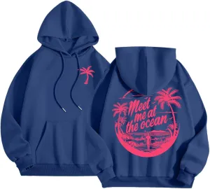 Oversized Hoodies for Women, Teen Girls Preppy Sweatshirt Long Sleeve Y2K Graphic Tees with Pockets