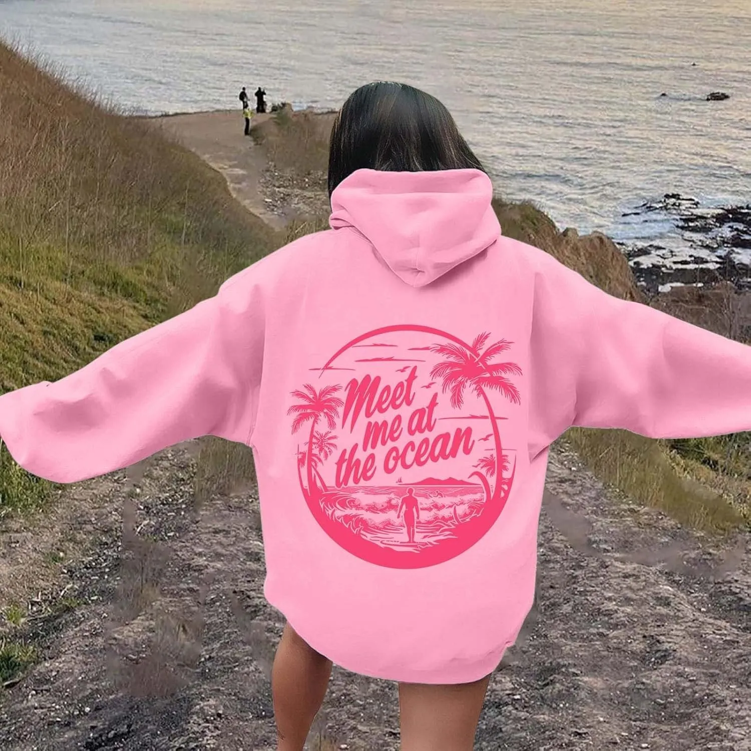 Oversized Hoodies for Women, Teen Girls Preppy Sweatshirt Long Sleeve Y2K Graphic Tees with Pockets