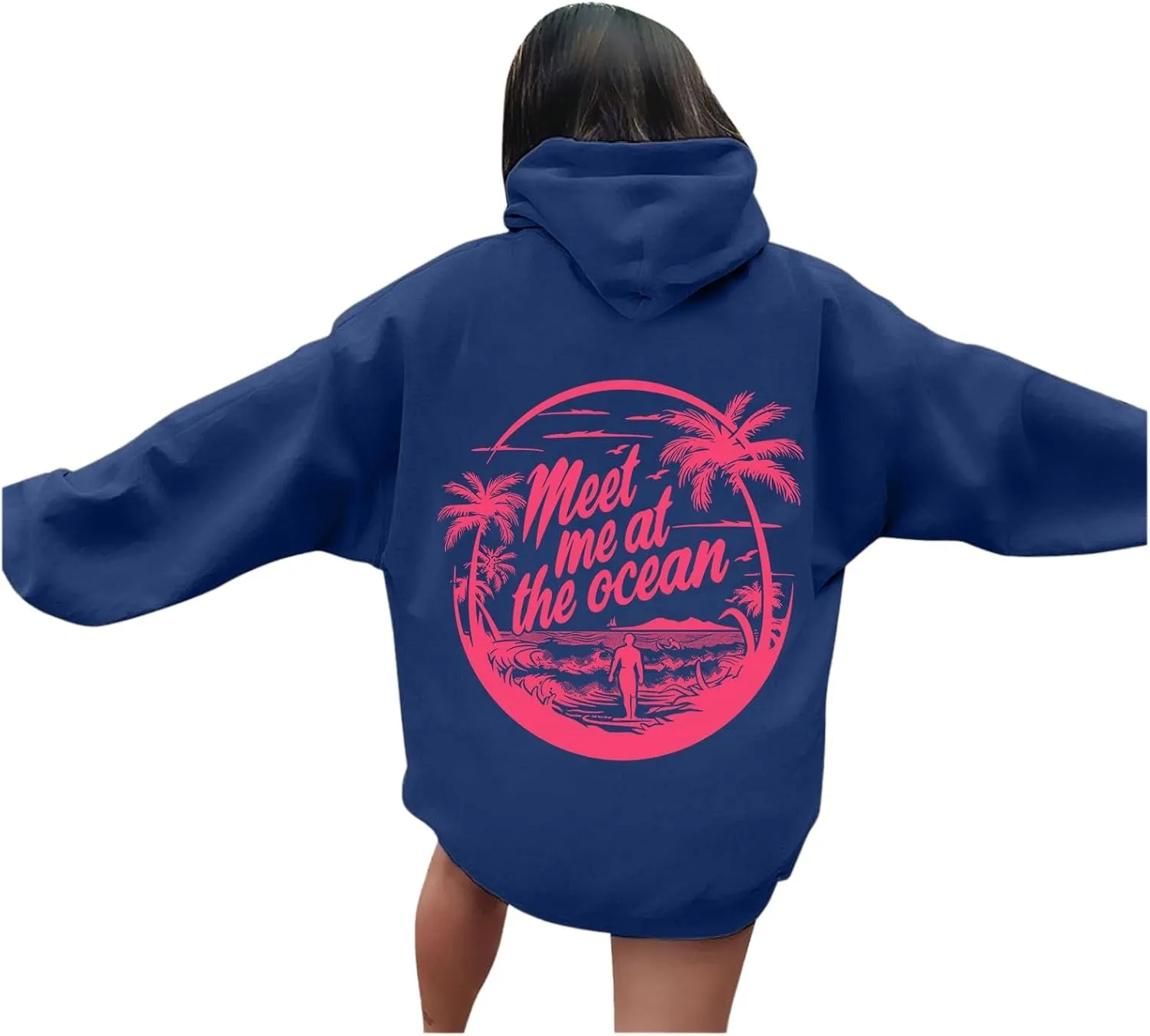 Oversized Hoodies for Women, Teen Girls Preppy Sweatshirt Long Sleeve Y2K Graphic Tees with Pockets