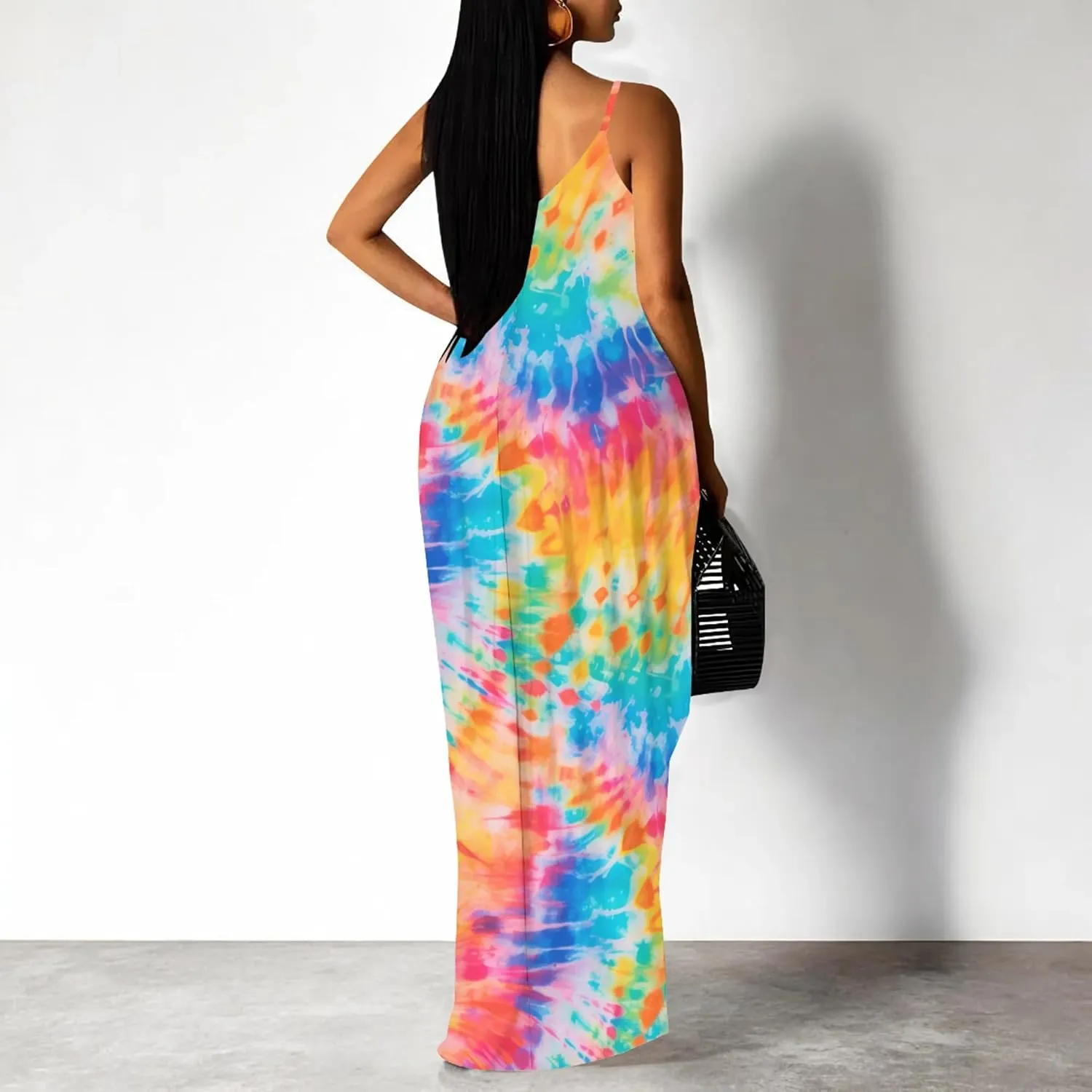 PinkPatty Women Summer Plus Size Hawaiian Dresses Spaghetti Strap Maxi Dress Beach Boho Casual Sundress