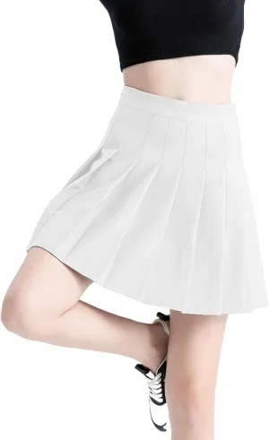 Pleated Skirt for Women Summer Skirts with Pockets a Line Elastic High Waisted Mini Skorts