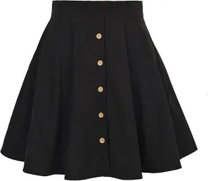Plus Size Basic Versatile Stretchy Elastic Waist Flared Casual Mini Skater Skirt/Pleated Plaid Skirts Buttons Outfit