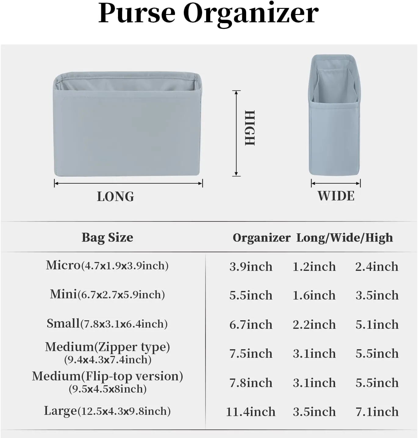 Purse Insert Organizer for Lady-Dior Purse, Soft-touch Bag Insert, Inner Bags with Multiple Pockets for Storage (Small, Blue brume)