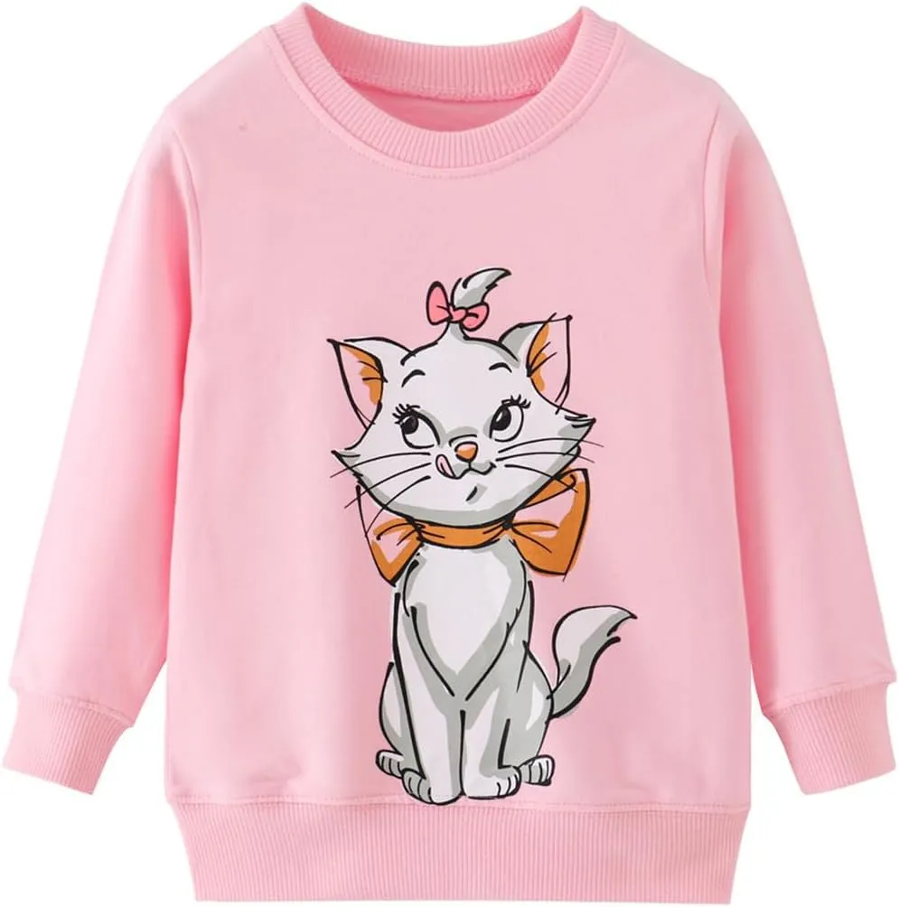 RETSUGO Toddler Baby Girls Sweatshirts Casual Pullover Crewneck Winter Long Sleeve Tops Shirts Clothes 3T-8T