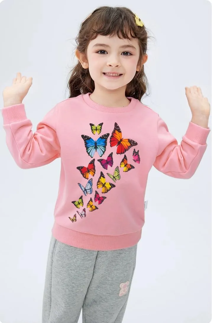 RETSUGO Toddler Baby Girls Sweatshirts Casual Pullover Crewneck Winter Long Sleeve Tops Shirts Clothes 3T-8T