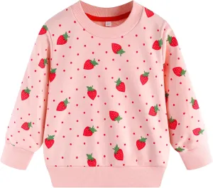 RETSUGO Toddler Baby Girls Sweatshirts Casual Pullover Crewneck Winter Long Sleeve Tops Shirts Clothes 3T-8T