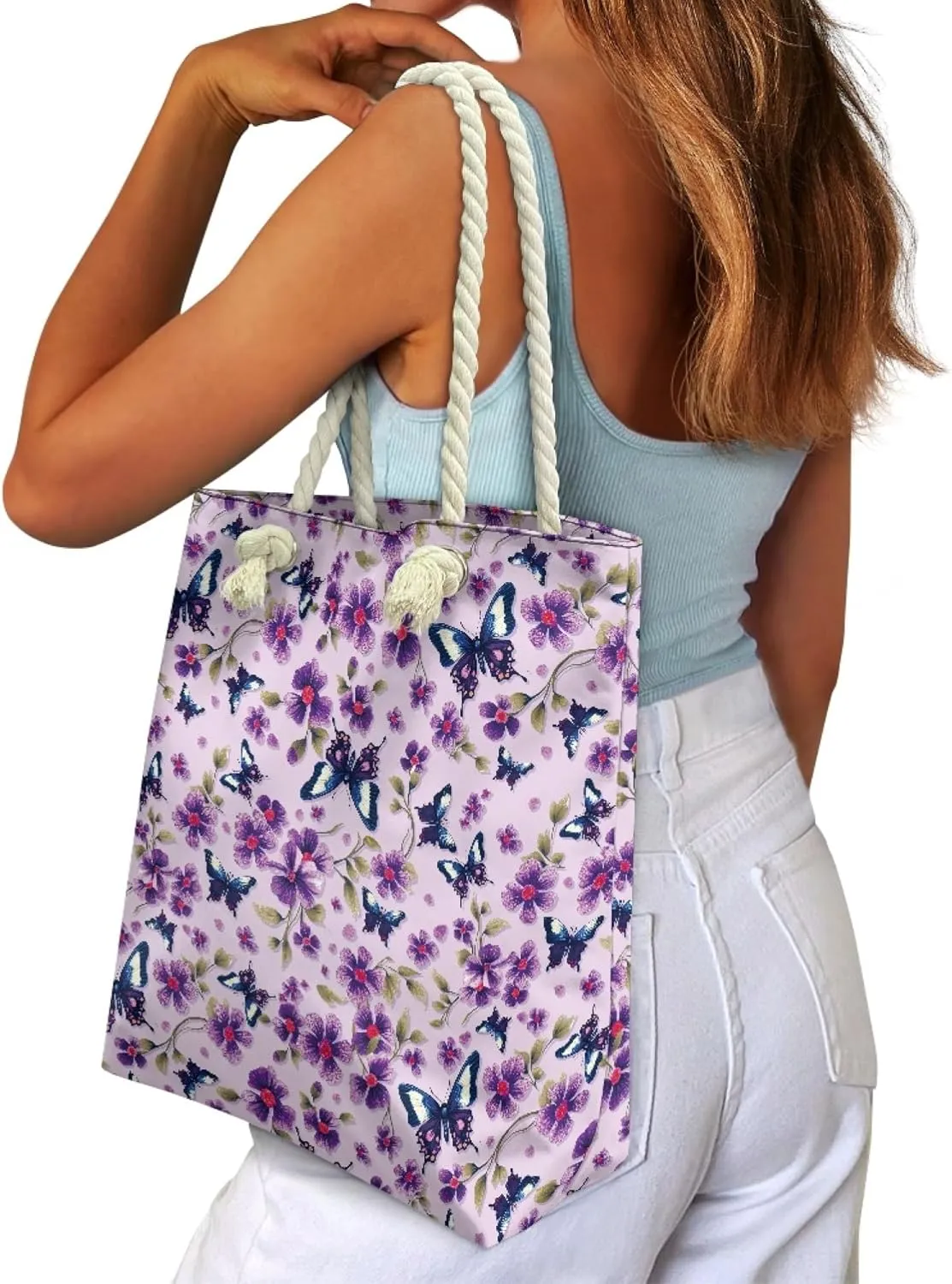 Reusable Grocery Bags Beach Bag for Women Tote Bags with Zipper