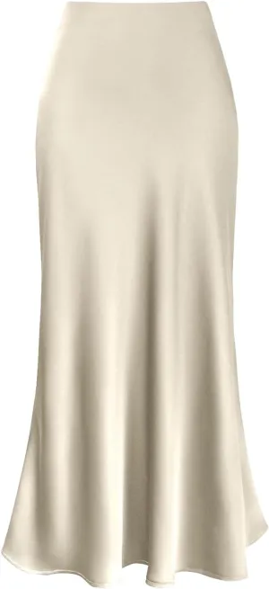 Satin Maxi Skirt for Women 2025 Trendy High Waisted Silk A-Line Skirts Party Summer Spring Elegant Long Dress