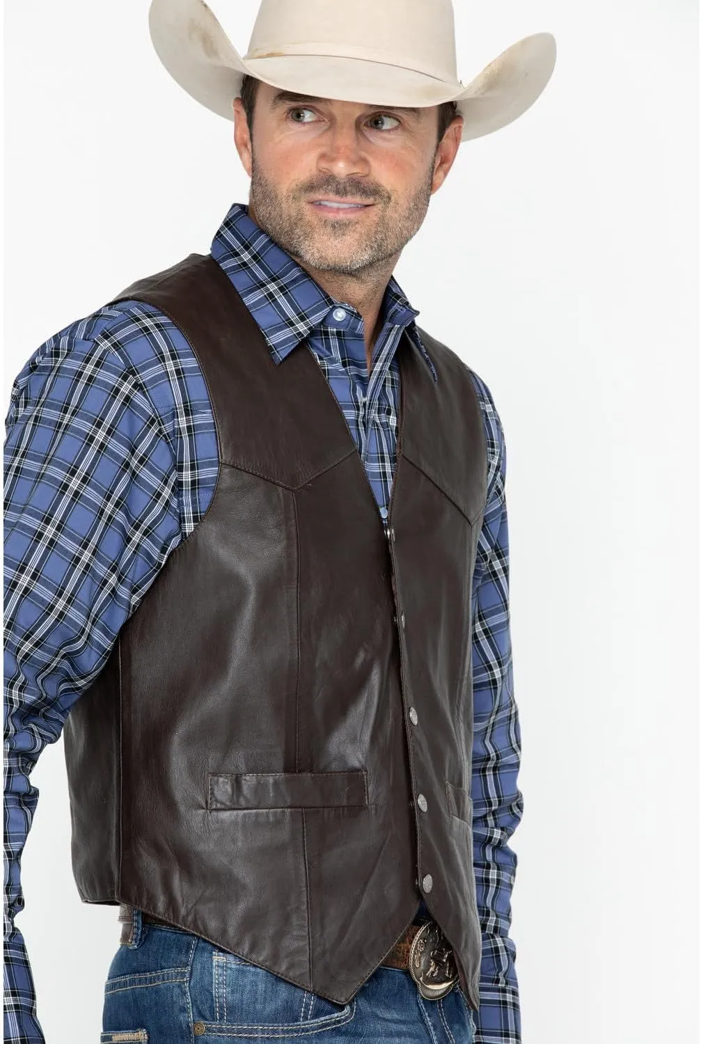 Scully Brown Soft Touch Lambskin Western All Leather Vest 507